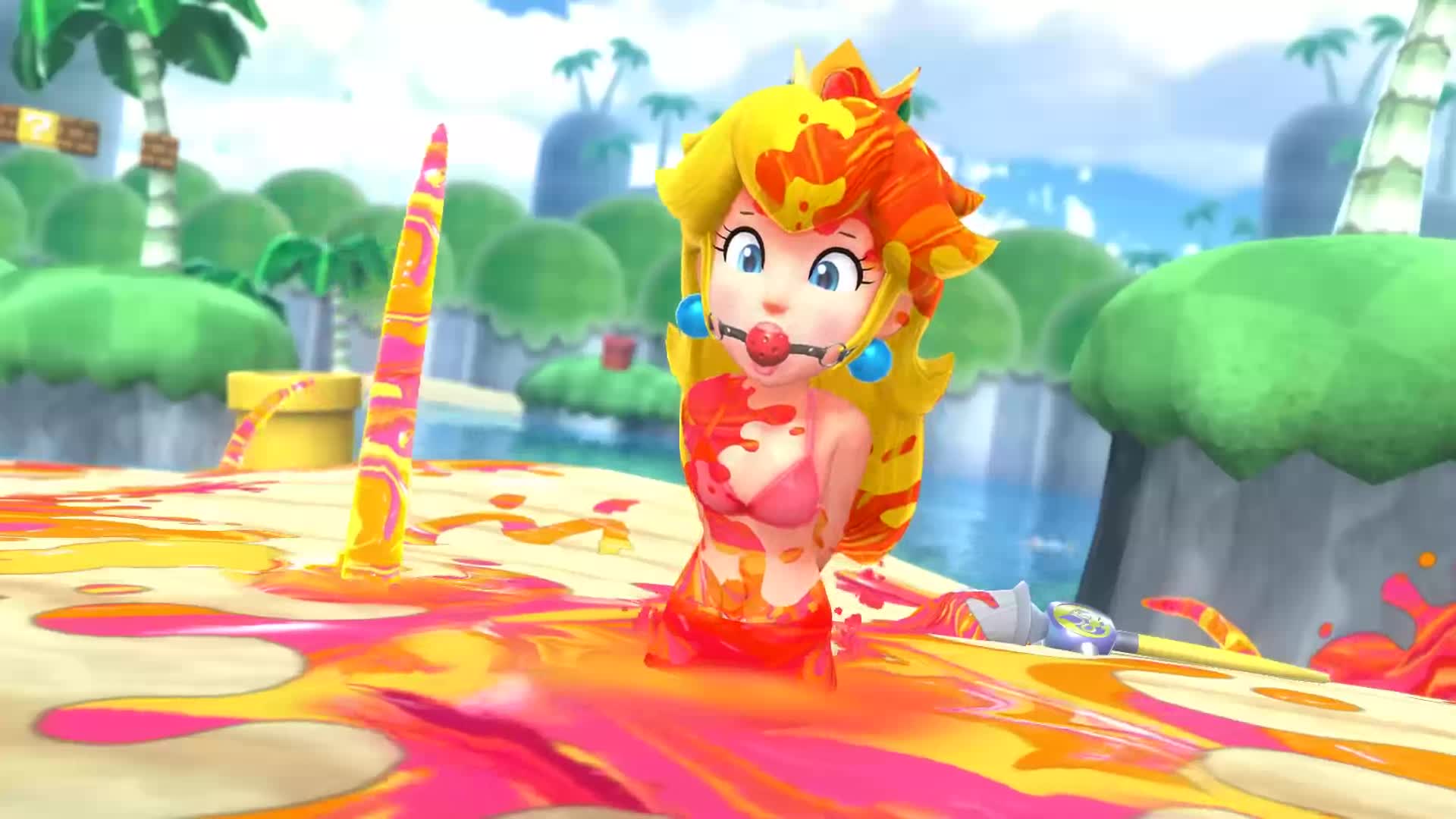 Princess Peach Animated Cartoons - Super Mario Bros. Princess Peach Arms Behind Back Animated - Lewd.ninja